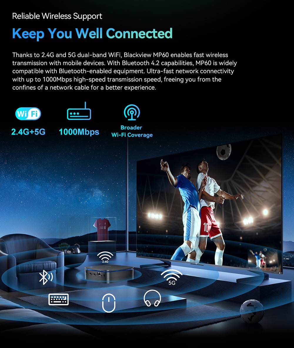 Blackview MP60 Mini PC, Intel N150 4 jadrá Max 3,6 GHz, 16 GB RAM 512 GB SSD, 2*HDMI Dual Screen Display, 16 GB RAM 512 GB SSD, Dual-band WiFi Bluetooth 4.2, 2*USB2.0, 2*USB3.0, 1*RJ45, 1*Headphone Jack