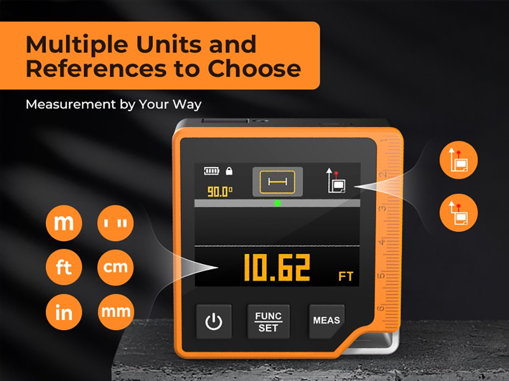CIGMAN CD-80 Laser Tape Measure, 262ft/80m Measurement, 6 Units Switchable, 1000mAh Rechargeable Battery