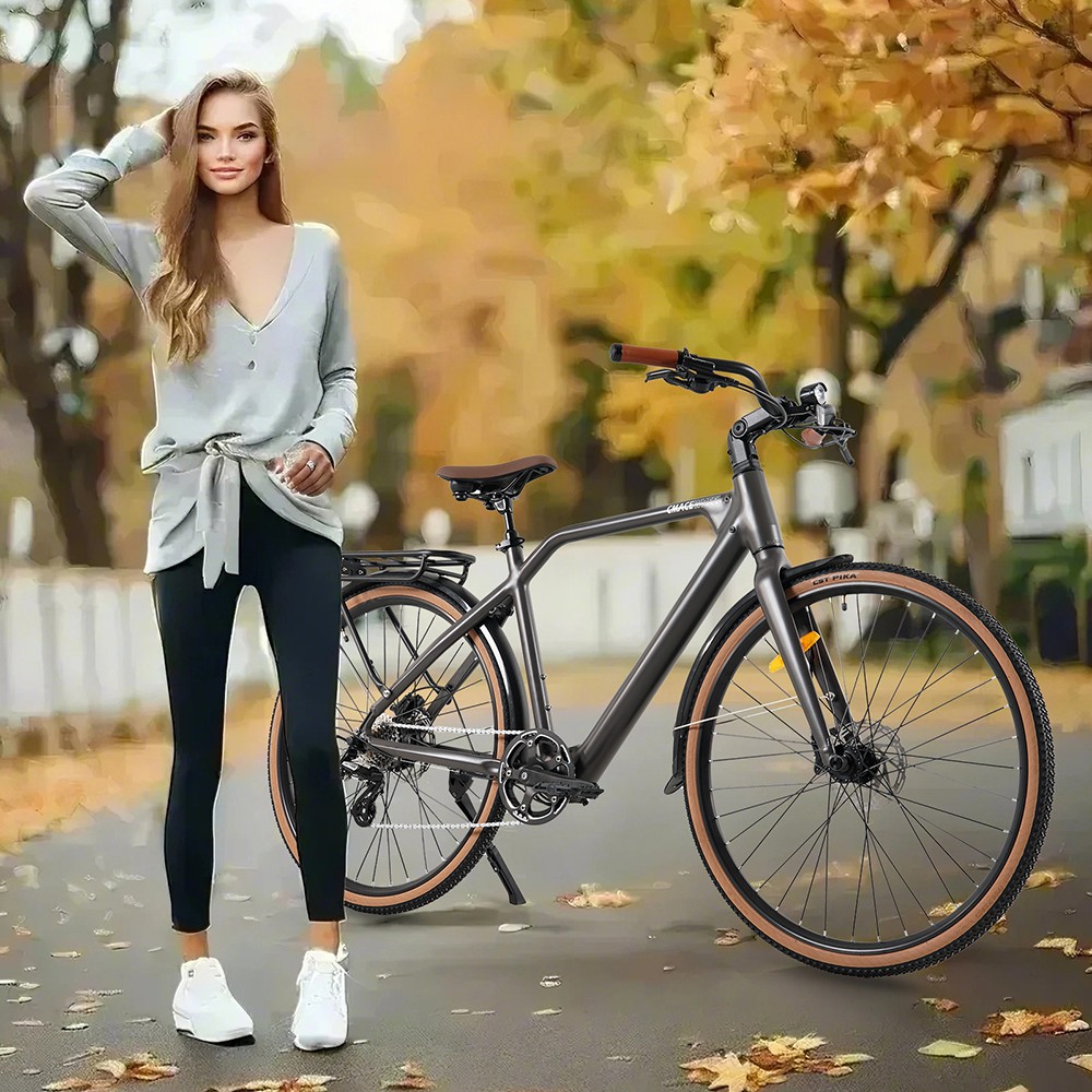 Elektrobicykel CMACEWHEEL F700-1, 250W motor, 36V 10Ah batéria, pneumatiky 700*38C, max. rýchlosť 25 km/h, dojazd 80 km, hydraulické kotúčové brzdy, Shimano 8 rýchlostí - sivý