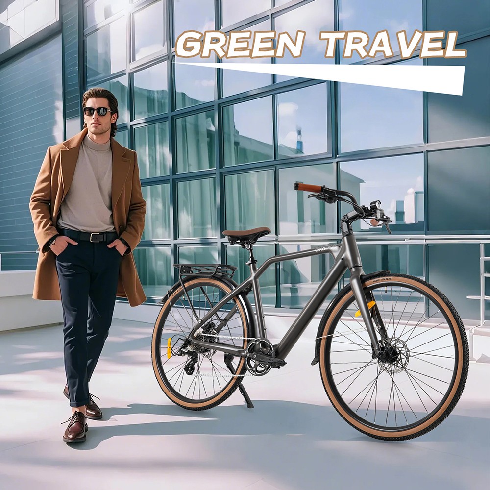 Elektrobicykel CMACEWHEEL F700-1, 250W motor, 36V 10Ah batéria, 700*38C pneumatiky, max. rýchlosť 25 km/h, dojazd 80 km, hydraulické kotúčové brzdy, Shimano 8 rýchlostí - sivý