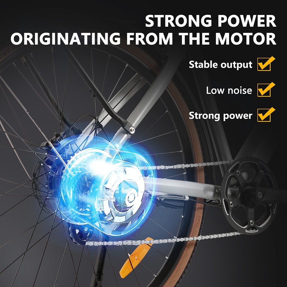 Elektrobicykel CMACEWHEEL F700-2, 250W motor, 36V 10Ah batéria, pneumatiky 700*38C, max. rýchlosť 25 km/h, dojazd 80 km, hydraulické kotúčové brzdy, Shimano 8 rýchlostí - strieborný