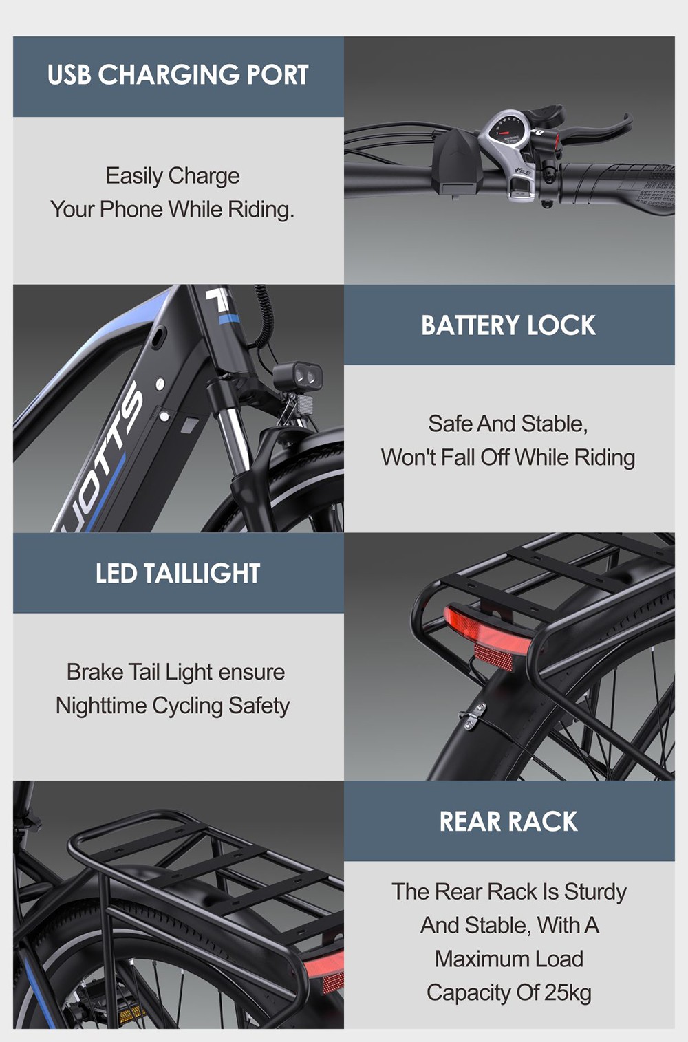 DUOTTS C29 Max Elektrofahrrad, 250-W-Motor, 48-V-18-Ah-Akku, 29-Zoll-Reifen, 25 km/h H&ouml;chstgeschwindigkeit, 120 km Reichweite, hydraulische Scheibenbremsen, Vorderradgabelfederung, Shimano 7-Gang