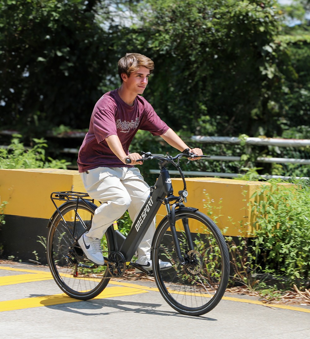 Elektrobicykel DUOTTS OT12, 250W motor, 36V 13Ah batéria, 27,5 palcové pneumatiky, max. rýchlosť 25 km/h, dojazd 65 km, predné & zadné mechanické kotúčové brzdy, predná odpružená vidlica, Shimano 7 rýchlostí - sivá