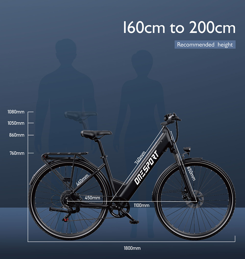 DUOTTS OT12 Electric Bike, 250W Motor, 36V 13Ah Battery, 27.5 palcové pneumatiky, max. rýchlosť 25 km/h, dojazd 65 km, predné & zadné mechanické kotúčové brzdy, predná odpružená vidlica, Shimano 7 rýchlostí - sivá