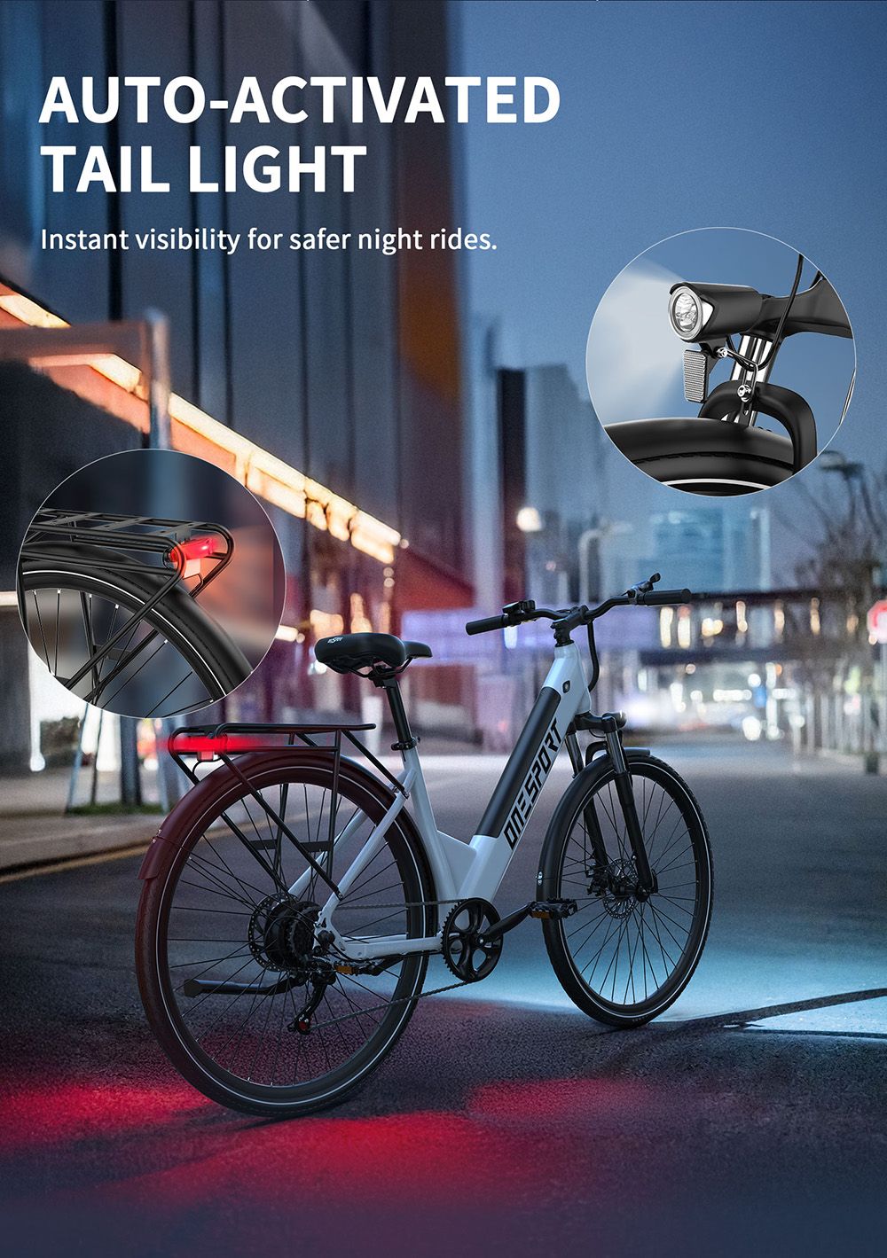 DUOTTS OT12 Electric Bike, 250W Motor, 36V 13Ah Battery, 27.5 palcové pneumatiky, max. rýchlosť 25km/h, dojazd 65km, predné & zadné mechanické kotúčové brzdy, predná odpružená vidlica, Shimano 7 rýchlostí - biely