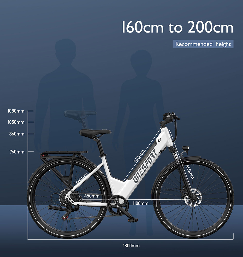 Elektrobicykel DUOTTS OT12, 250W motor, 36V 13Ah batéria, 27.5 palcové pneumatiky, max. rýchlosť 25km/h, dojazd 65km, predné & zadné mechanické kotúčové brzdy, predná odpružená vidlica, Shimano 7 rýchlostí - biely