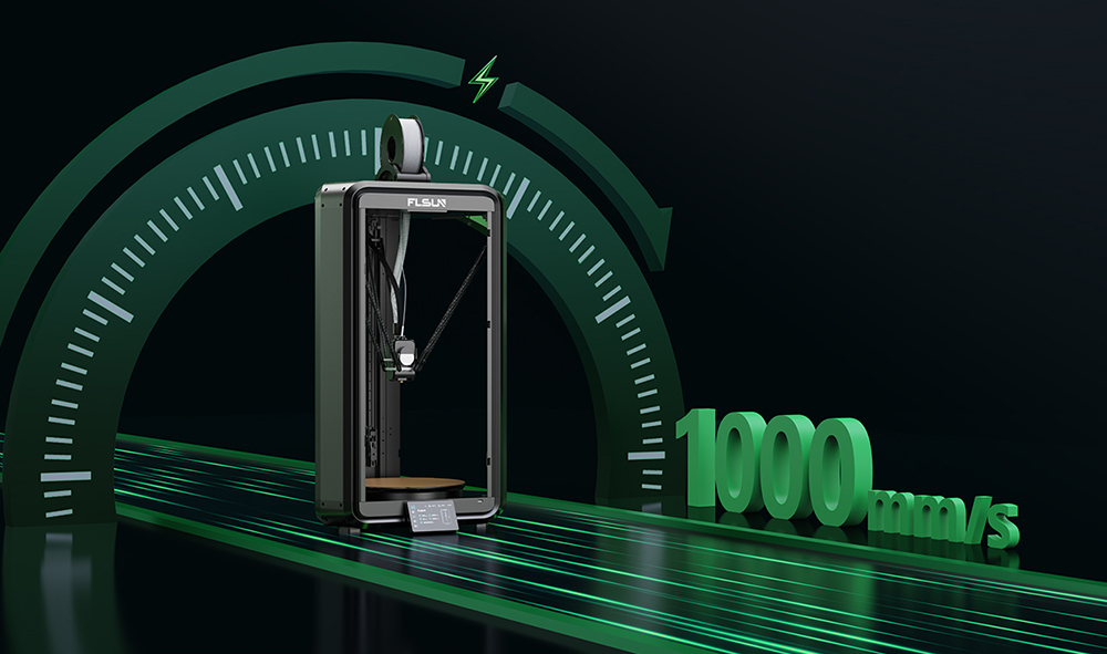 Flsun T1 Max 3D Printer, 1000mm/s Printing Speed, 300mmx297mm Build Volume, 300℃ High-temp Hotend, 0.1mm Precision, Auto-Leveling, Cluster Control, Dual Band 2.4G/5G WiFi 6, Compatible with PLA/PETG/TPU
