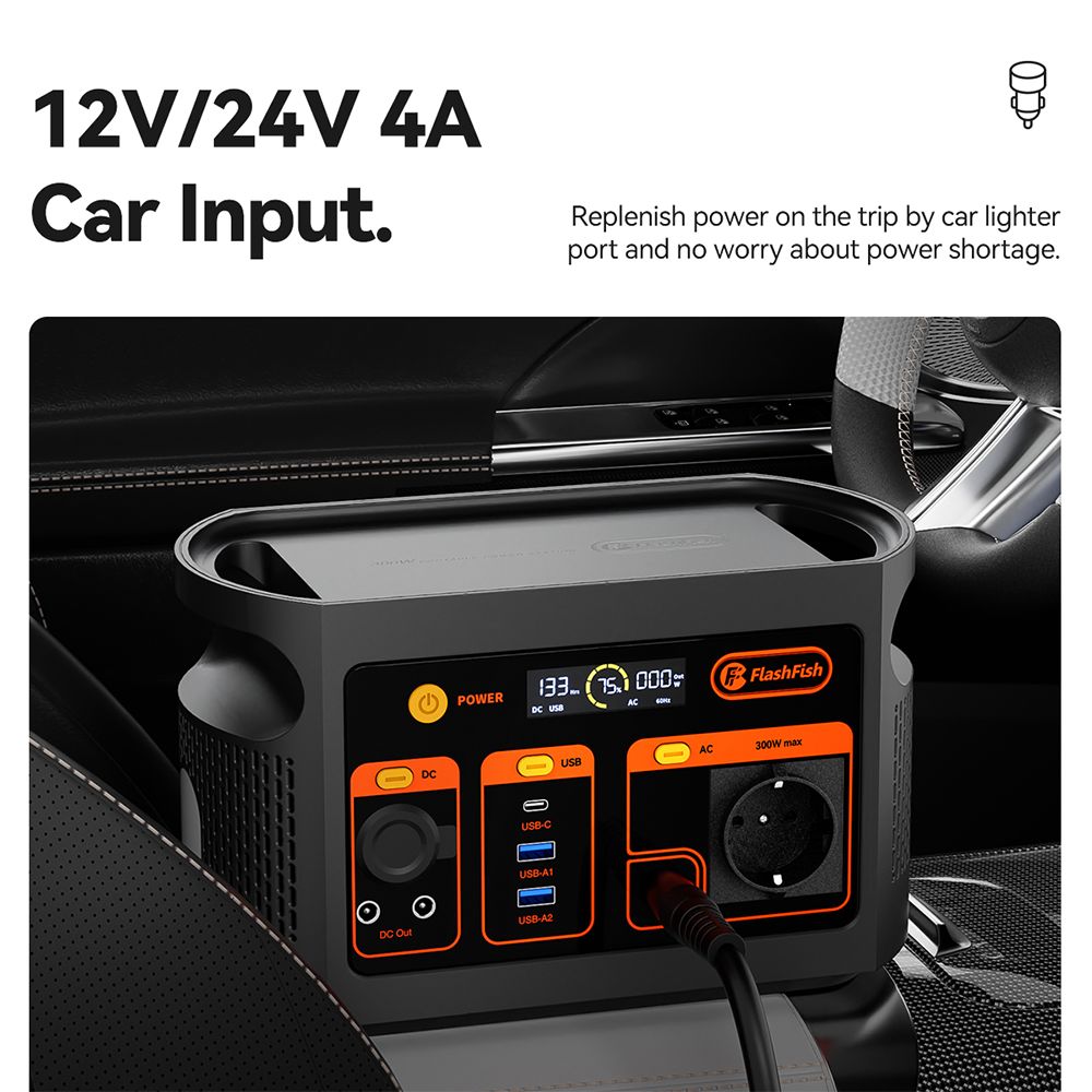 Flashfish E103 300W Portable Power Station, 179.2Wh LiFePO4 Battery, Fast AC Recharge, Pure Sine Wave Inverter, Multi-Output Solar Generator for Outdoor/Camping/Emergency Power