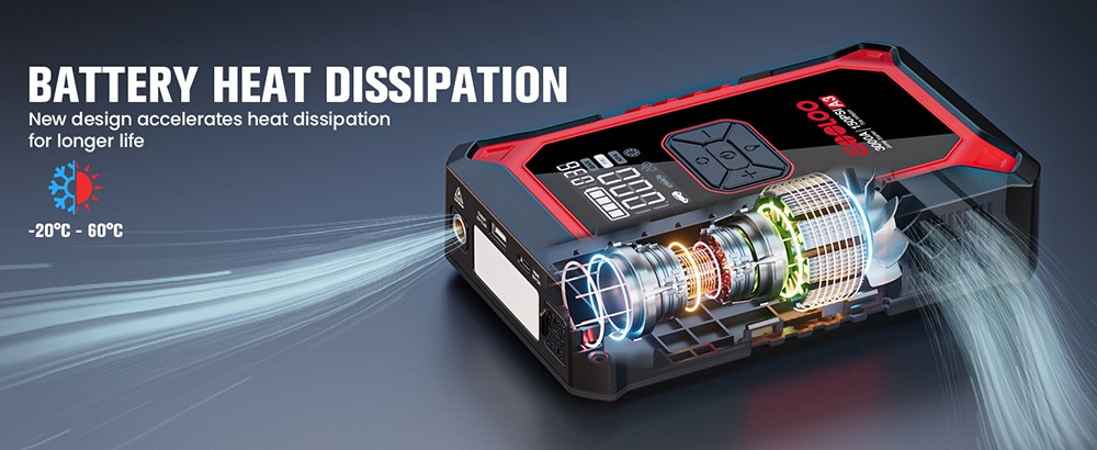 GOOLOO A3 3000A 12V Car Jump Starter with 150PSI Tire Inflator, 35L/Min Air Flow, Power Bank & LED Display, For 9L Gas and 6.5L Diesel Vehicles