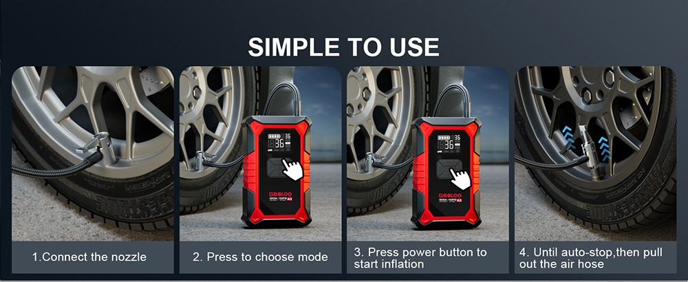 GOOLOO A3 3000A 12V Car Jump Starter with 150PSI Tire Inflator, 35L/Min Air Flow, Power Bank & LED Display, For 9L Gas and 6.5L Diesel Vehicles