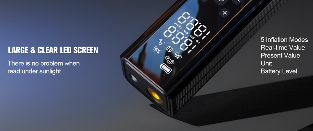 GOOLOO GT150 Portable Tire Inflator, 150PSI Cordless Air Compressor, 7500mAh Battery, 5 Inflation Modes, 4X Faster Tire Pump, Pressure Gauge & Auto-Shutoff, For Car/ Motorcycle/Bicycle/Ball