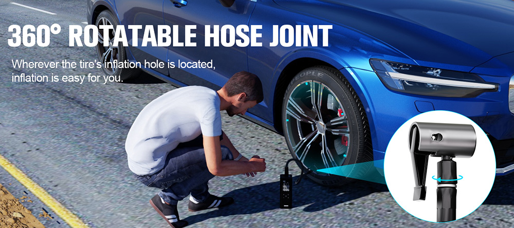 GOOLOO GT150 Portable Tire Inflator, 150PSI Cordless Air Compressor, 7500mAh Battery, 5 Inflation Modes, 4X Faster Tire Pump, Pressure Gauge & Auto-Shutoff, For Car/ Motorcycle/Bicycle/Ball