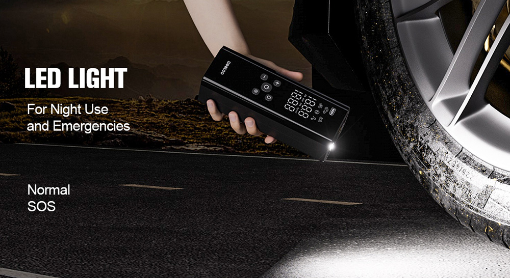 GOOLOO GT150 Portable Tire Inflator, 150PSI Cordless Air Compressor, 7500mAh Battery, 5 Inflation Modes, 4X Faster Tire Pump, Pressure Gauge & Auto-Shutoff, For Car/ Motorcycle/Bicycle/Ball