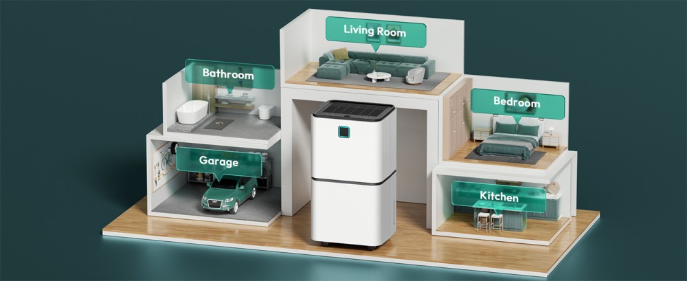 HUMILABS OL12-BD023F Tragbarer Luftentfeuchter f&uuml;r den Heimgebrauch, 12 l Entfeuchtungskapazit&auml;t, 3 Modi, automatisches Abtauen, 12-Stunden-Timer, LED-Touchscreen, ger&auml;uscharm, W&auml;schetrocknung