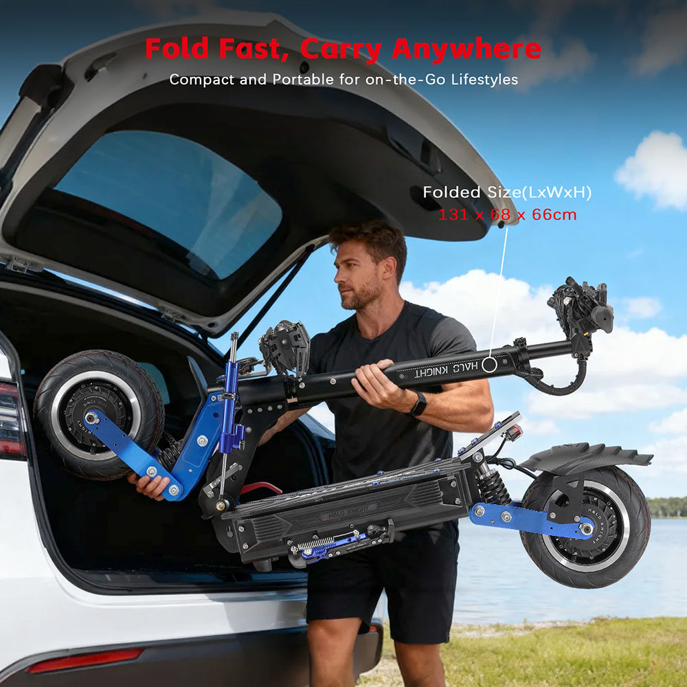 Halo Knight T108 Pro (Version 2025) Elektroroller, 2 x 3000 W Motor, 60 V 38,4 Ah Akku, 11 Zoll Reifen, 95 km/h H&ouml;chstgeschwindigkeit, 80 km Reichweite, doppelte hydraulische Bremsen, Federung vorne und hinten