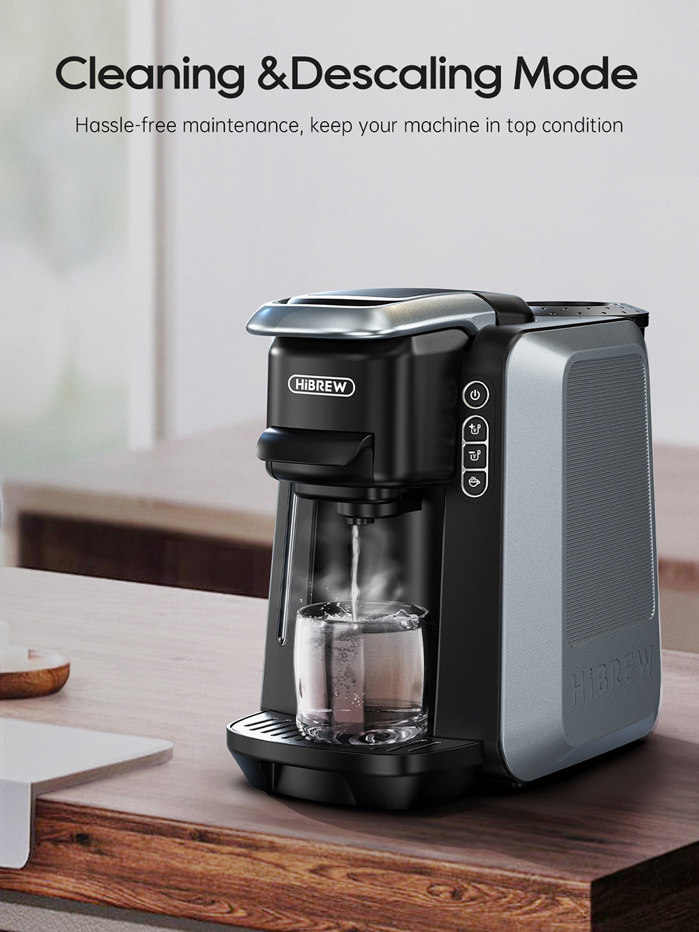 HiBREW H6 Machine &agrave; caf&eacute; &agrave; capsules 4-en-1, D&eacute;tente automatique de la pression, Compatible avec NES/DG/KCUP/Caf&eacute; moulu, Pr&eacute;-infusion et extraction &agrave; froid instantan&eacute;e, Minuterie 24H, Contr&ocirc;le de temp&eacute;rature PID intelligent