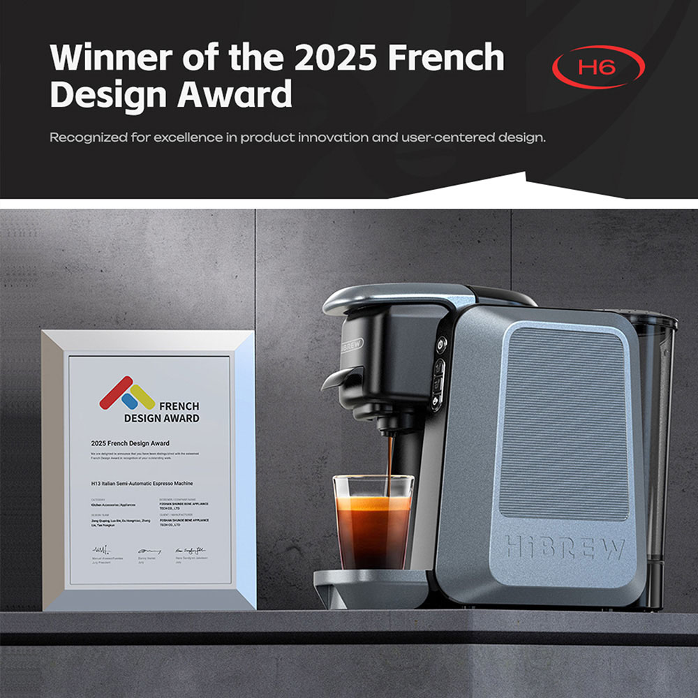 HiBREW H6 Machine &agrave; caf&eacute; &agrave; capsules 4-en-1, D&eacute;tente automatique de la pression, Compatible avec NES/DG/KCUP/Caf&eacute; moulu, Pr&eacute;-infusion et extraction &agrave; froid instantan&eacute;e, Minuterie 24H, Contr&ocirc;le de temp&eacute;rature PID intelligent