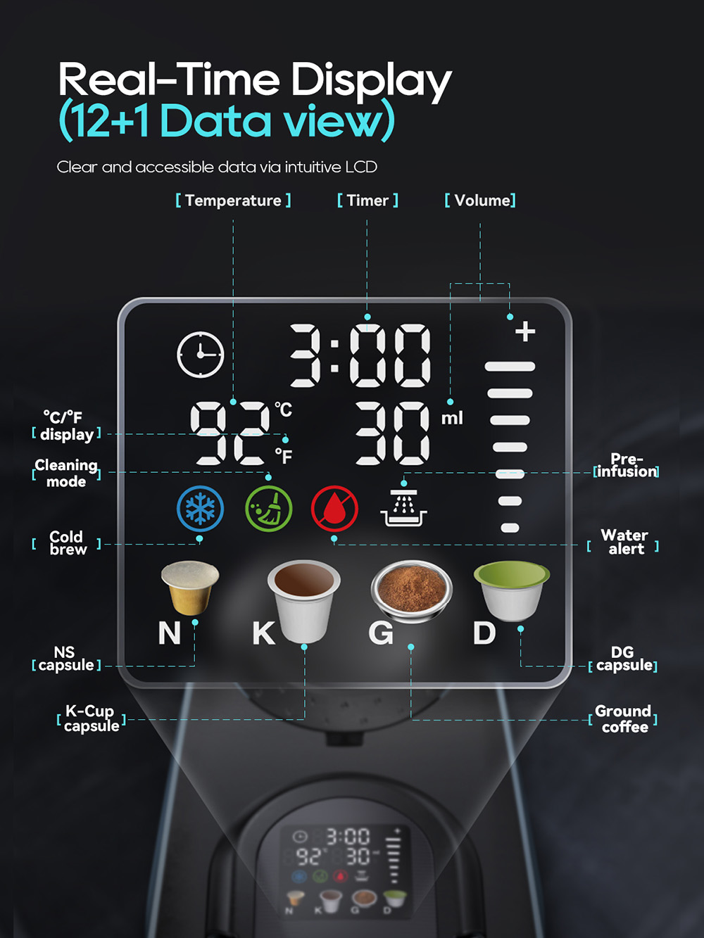 HiBREW H6 Machine &agrave; caf&eacute; &agrave; capsules 4-en-1, D&eacute;tente automatique de la pression, Compatible avec NES/DG/KCUP/Caf&eacute; moulu, Pr&eacute;-infusion et extraction &agrave; froid instantan&eacute;e, Minuterie 24H, Contr&ocirc;le de temp&eacute;rature PID intelligent