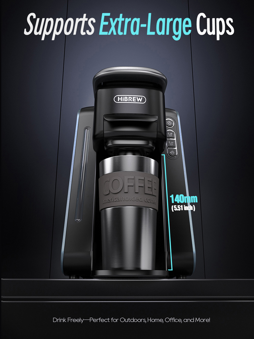 HiBREW H6 4-in-1 Multi-Capsule Espresso Coffee Machine, Automatic Pressure Release, Compatible with NES/DG/KCUP/Ground Coffee, Pre-Infusion & Instant Cold Brew, 24H Timer, Smart PID Temperature Control