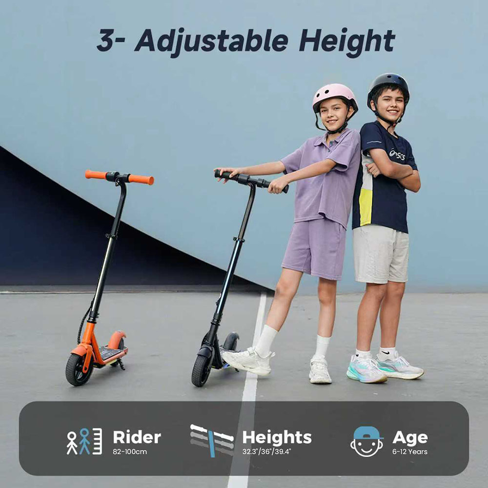 K2 Pro Gyerek Elektromos Roller, 150 W-os Motor, 18 V 2,6 Ah Akkumul&aacute;tor, 15 km/h Max Sebess&eacute;g, E-f&eacute;k &eacute;s L&aacute;bf&eacute;k, M&aacute;gneses T&ouml;lt&eacute;s, LED Kijelző - Narancss&aacute;rga