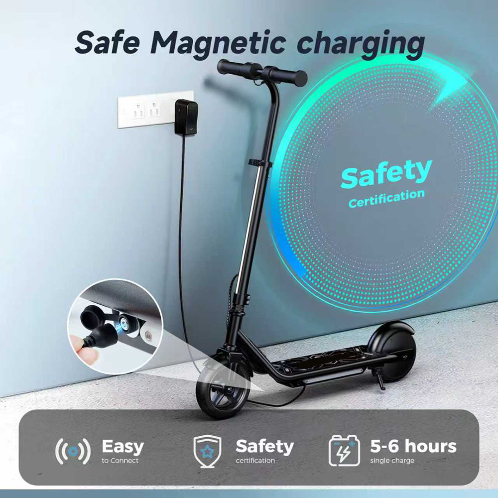 K2 Pro Gyerek Elektromos Roller, 150 W-os Motor, 18 V 2,6 Ah Akkumul&aacute;tor, 15 km/h Max Sebess&eacute;g, E-f&eacute;k &eacute;s L&aacute;bf&eacute;k, M&aacute;gneses T&ouml;lt&eacute;s, LED Kijelző - Narancss&aacute;rga
