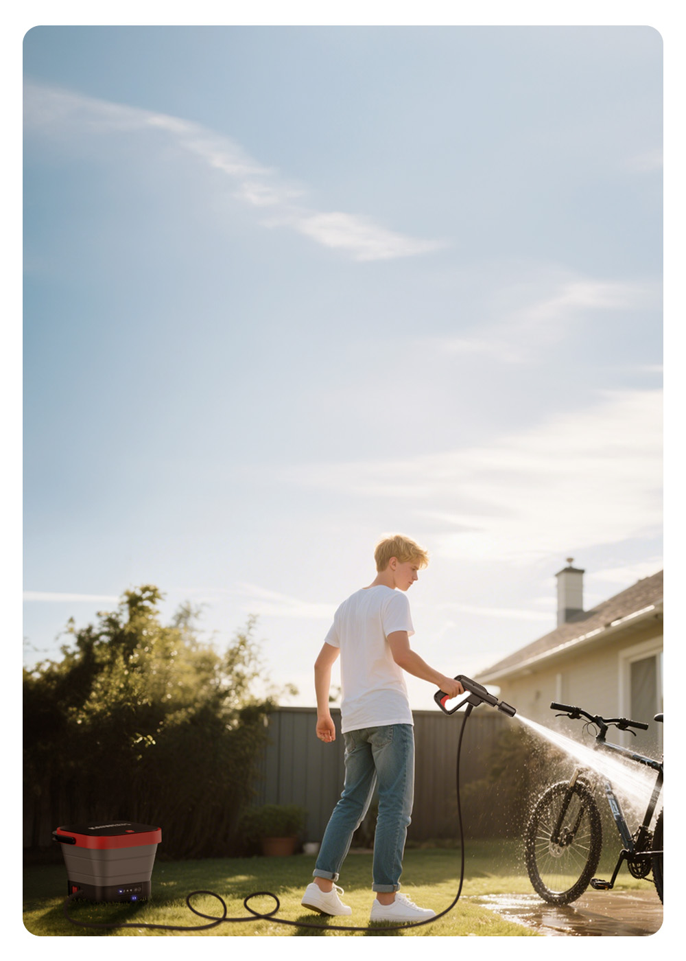 KAIWEETS KPW-F1 Portable Electric Pressure Washer, 12L Capacity, 5-in-1 Nozzle, Max 220PSI, Type-C Charging, 16.4FT Hose, for Camping/Patio/Bike/Pet Cleaning