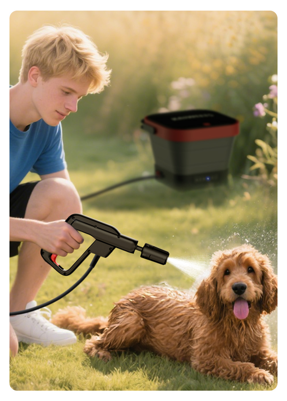 KAIWEETS KPW-F1 Portable Electric Pressure Washer, 12L Capacity, 5-in-1 Nozzle, Max 220PSI, Type-C Charging, 16.4FT Hose, for Camping/Patio/Bike/Pet Cleaning