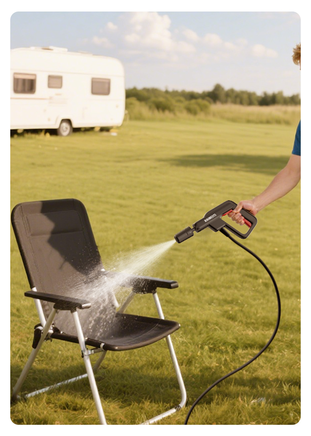 KAIWEETS KPW-F1 Portable Electric Pressure Washer, 12L Capacity, 5-in-1 Nozzle, Max 220PSI, Type-C Charging, 16.4FT Hose, for Camping/Patio/Bike/Pet Cleaning