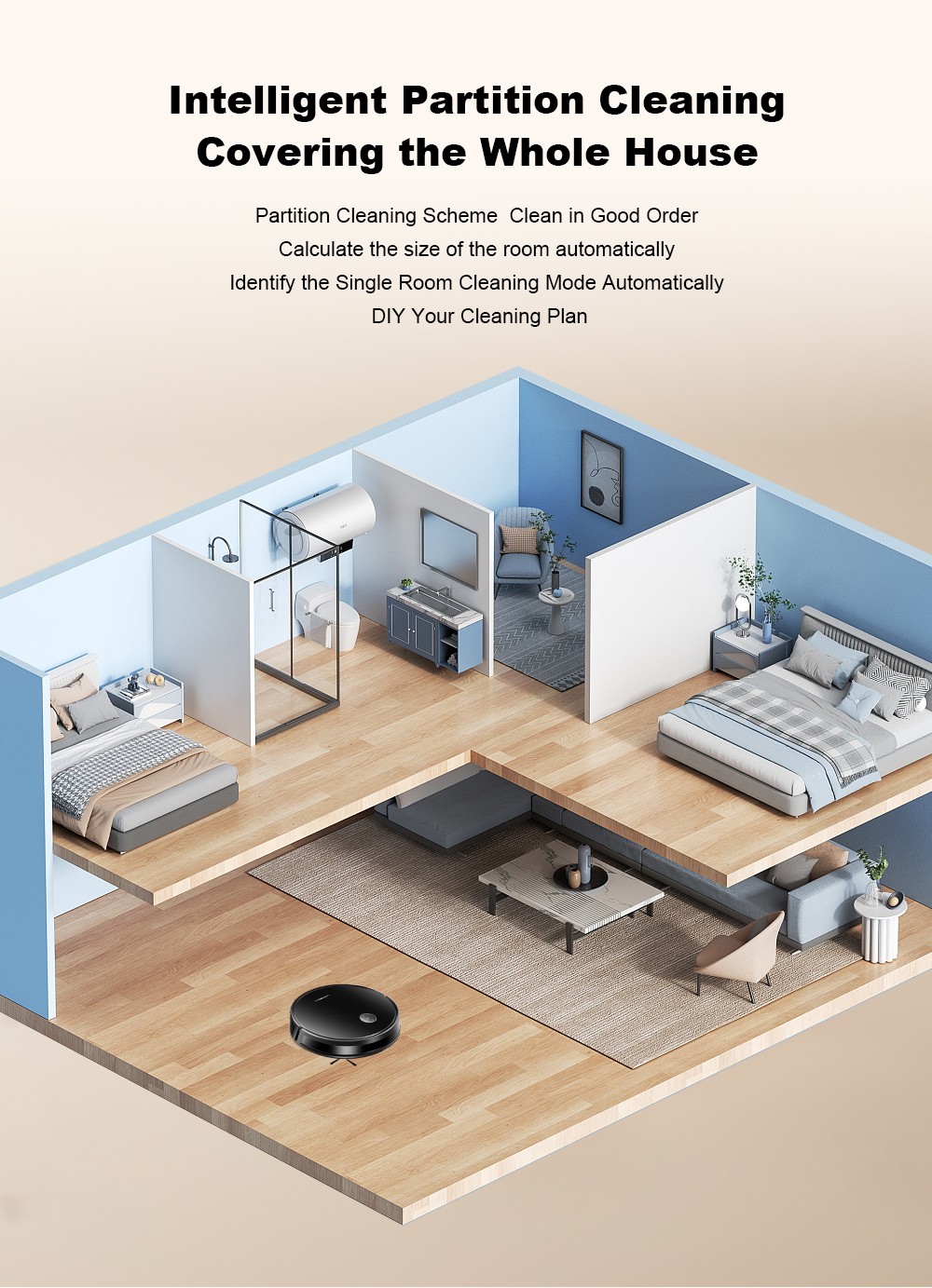 Liectroux C7 Roboter-Staubsauger und Wischmopp-Kombination, 6000 Pa starke Saugkraft, Smart Mapping, WiFi-App und Fernbedienung, b&uuml;rstenloser Motor, funktioniert mit Alexa und Google Assistant, ideal f&uuml;r Tierhaare/Teppiche/Hartb&ouml;den