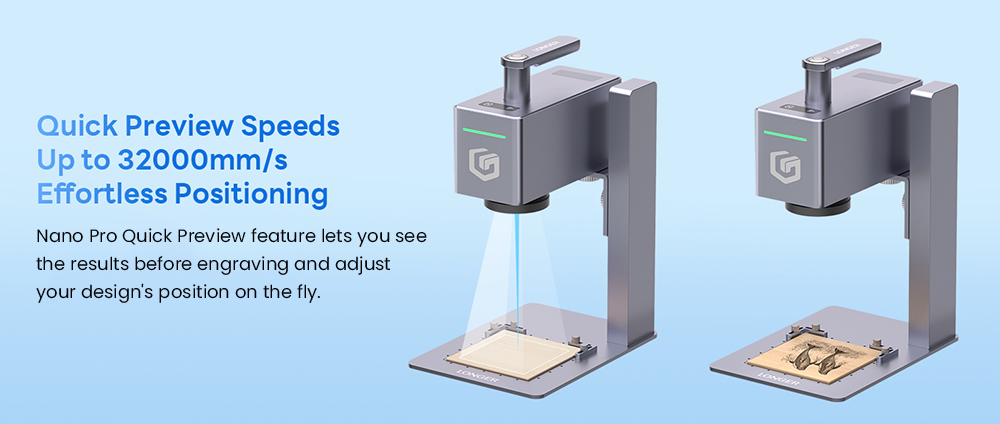 LONGER Nano Pro 12W Smart Laser Engraver, Two Diode Lasers with FAC, 5000mm/s Ultra-Fast Speed, 0.02mm Precision with Field Lens, LightBurn & LaserGRBL, LaserBurn APP Operation, 10mm Wood Cutting, 100*100mm