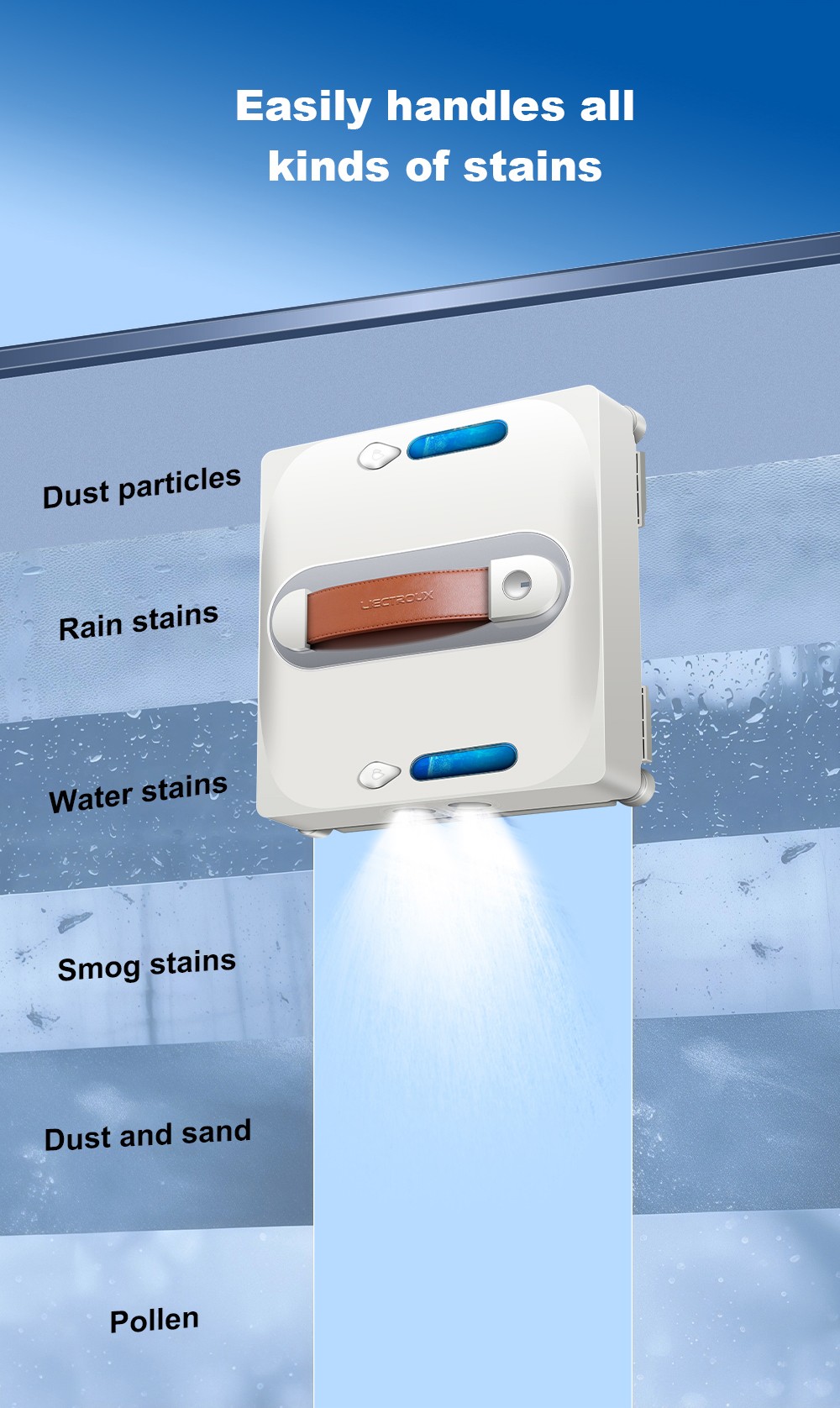 Liectroux S11 Fensterputzroboter, 8000 Pa starke Saugkraft, 4-Wege-Wasserspr&uuml;hautomatik, intelligente Navigation mit mehreren Reinigungsmodi, Multi-Sicherheitssystem mit Backup-Akku und Seil, Tuya-App und Fernbedienung, Sprachansagen