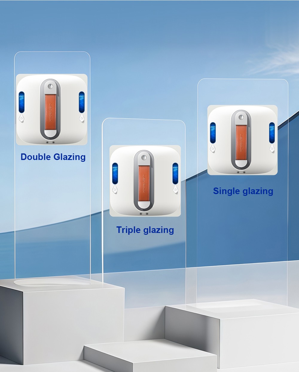 Liectroux S11 Fensterputzroboter, 8000 Pa starke Saugkraft, 4-Wege-Wasserspr&uuml;hautomatik, intelligente Navigation mit mehreren Reinigungsmodi, Multi-Sicherheitssystem mit Backup-Akku und Seil, Tuya-App und Fernbedienung, Sprachansagen