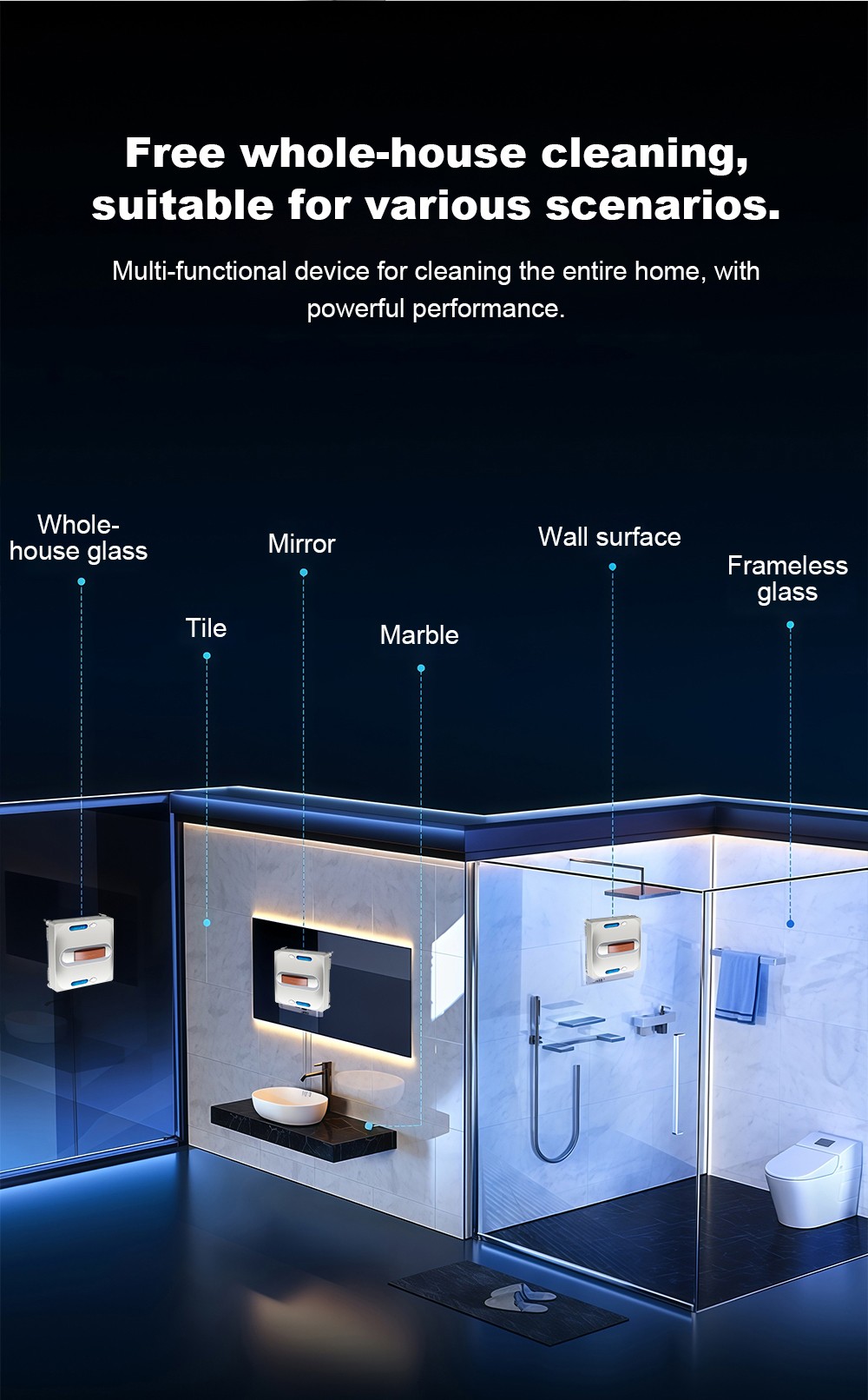 Liectroux S11 Fensterputzroboter, 8000 Pa starke Saugkraft, 4-Wege-Wasserspr&uuml;hautomatik, intelligente Navigation mit mehreren Reinigungsmodi, Multi-Sicherheitssystem mit Backup-Akku und Seil, Tuya-App und Fernbedienung, Sprachansagen