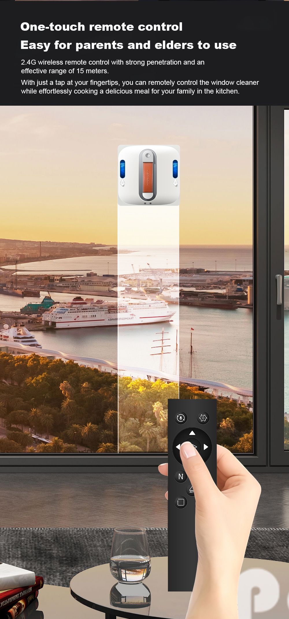 Liectroux S11 Fensterputzroboter, 8000 Pa starke Saugkraft, 4-Wege-Wasserspr&uuml;hautomatik, intelligente Navigation mit mehreren Reinigungsmodi, Multi-Sicherheitssystem mit Backup-Akku und Seil, Tuya-App und Fernbedienung, Sprachansagen