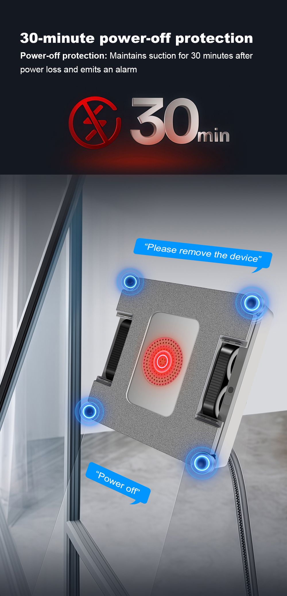 Liectroux S11 Fensterputzroboter, 8000 Pa starke Saugkraft, 4-Wege-Wasserspr&uuml;hautomatik, intelligente Navigation mit mehreren Reinigungsmodi, Multi-Sicherheitssystem mit Backup-Akku und Seil, Tuya-App und Fernbedienung, Sprachansagen