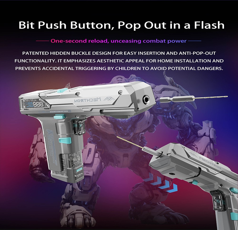 MECHTRON TL-G007S PRO Schlagbohrmaschine, 2 Geschwindigkeiten, 1 s Wake & Respond, 2000 mAh Akku, intelligente KI-Steuerung, LED-Display, 2-in-1 Elektroschrauber & Bohrmaschine