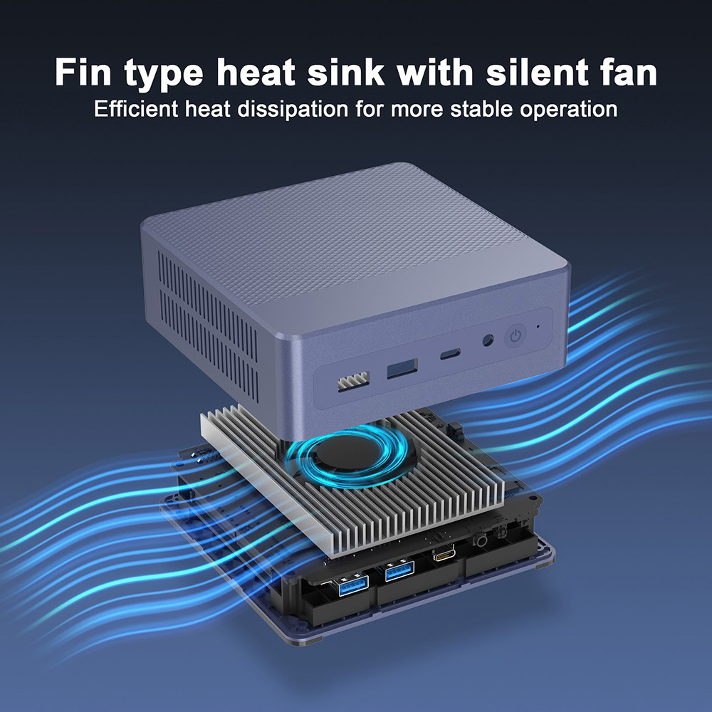 N9 Mini PC, Intel N95 4 Cores Max 3.4GHz, 16GB RAM 512GB SSD, DP + HDMI 4K 60Hz Dual Screen Display, WiFi 5 Bluetooth 4.0, 4*USB3.0, 1*Type-C, 1*RJ45, 1*Audio Jack