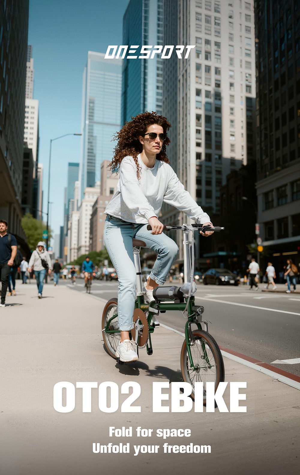 ONESPORT OT02 Folding Electric Bike, 250W Motor, 36V 5.2Ah Battery, 16 inch Tires, 25km/h Max Speed, 25km Range, V-type Brake - Green