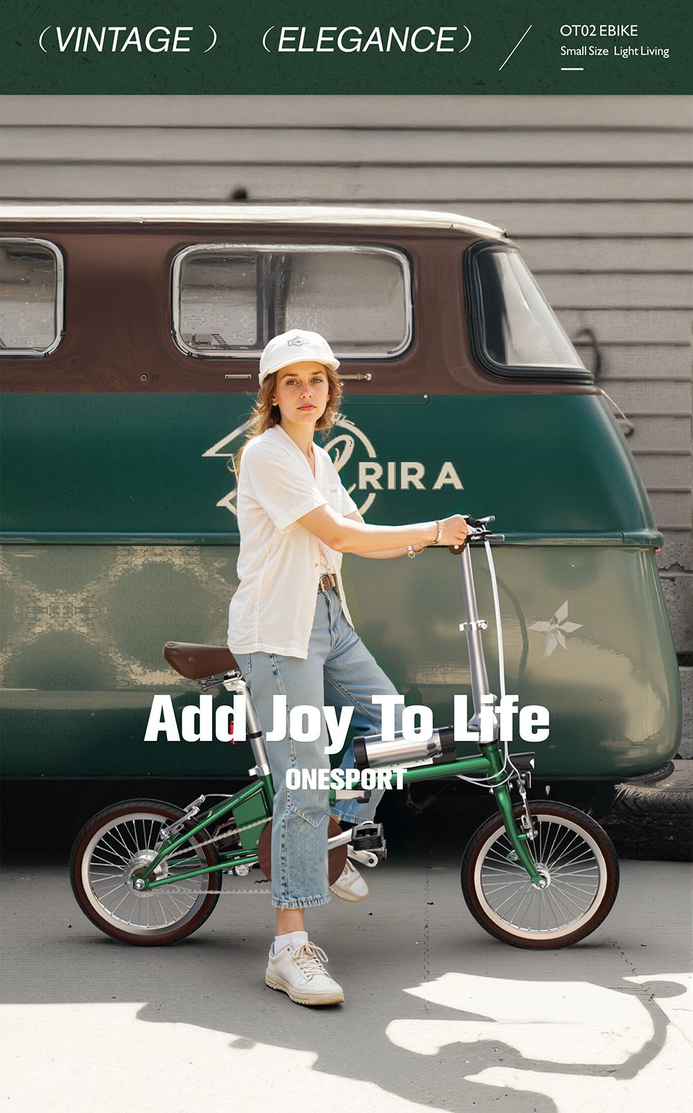 ONESPORT OT02 Folding Electric Bike, 250W Motor, 36V 5.2Ah Battery, 16 inch Tires, 25km/h Max Speed, 25km Range, V-type Brake - Green