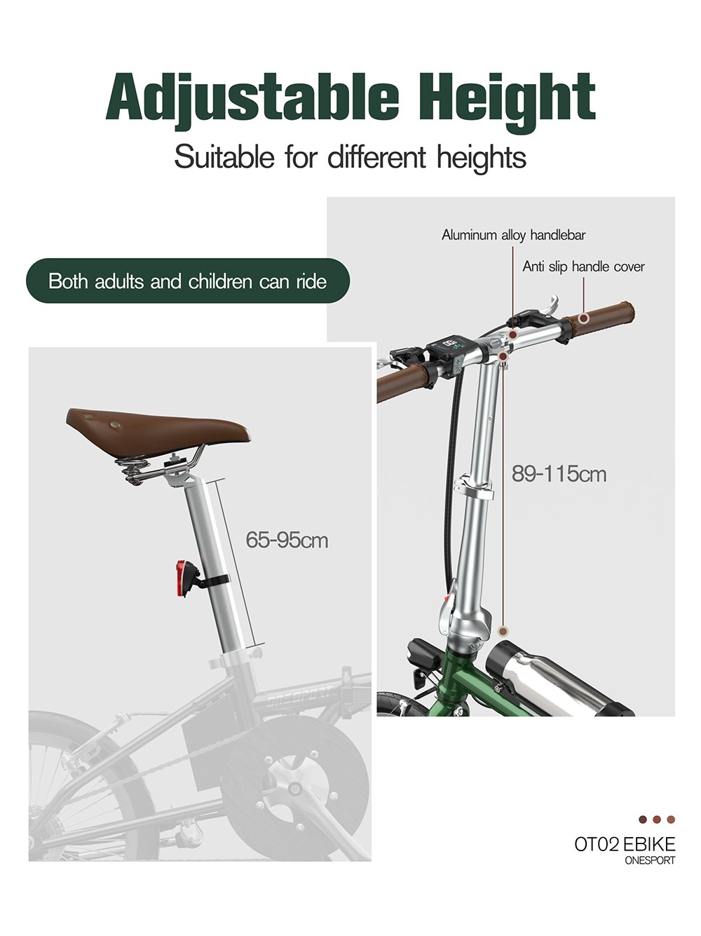 ONESPORT OT02 Folding Electric Bike, 250W Motor, 36V 5.2Ah Battery, 16 inch Tires, 25km/h Max Speed, 25km Range, V-type Brake - Green