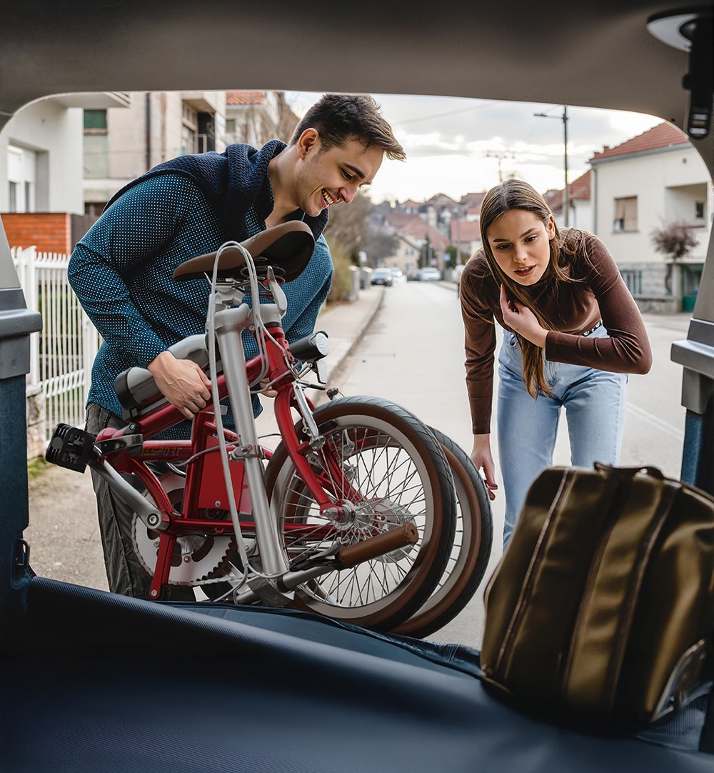 ONESPORT OT02 Skladací elektrický bicykel, 250W motor, 36V 5.2Ah batéria, 16-palcové pneumatiky, max. rýchlosť 25 km/h, dojazd 25 km, brzda typu V - červená