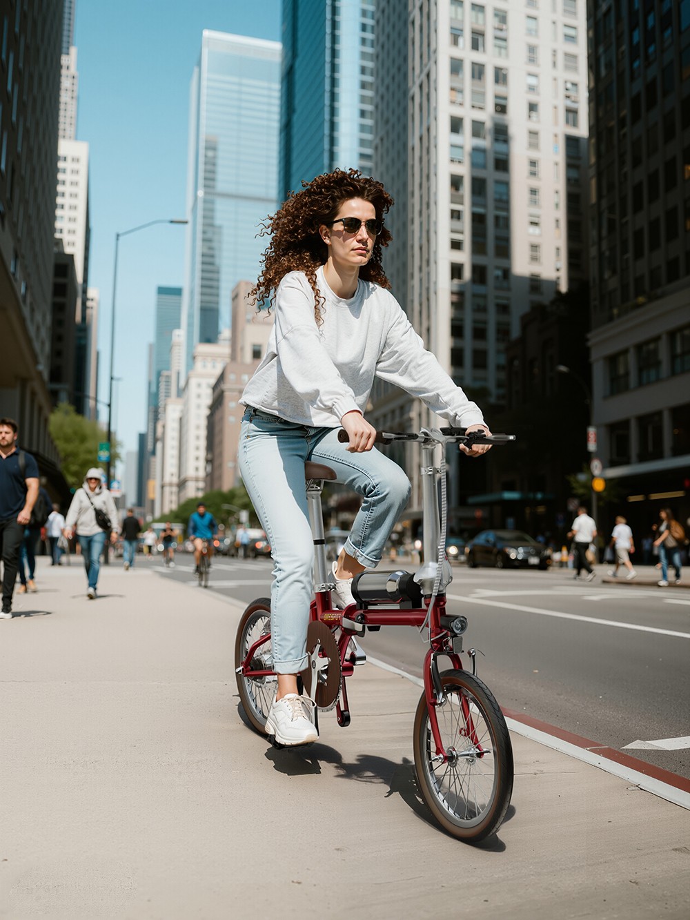 ONESPORT OT02 Skladací elektrický bicykel, 250W motor, 36V 5.2Ah batéria, 16-palcové pneumatiky, max. rýchlosť 25 km/h, dojazd 25 km, brzda typu V - červená