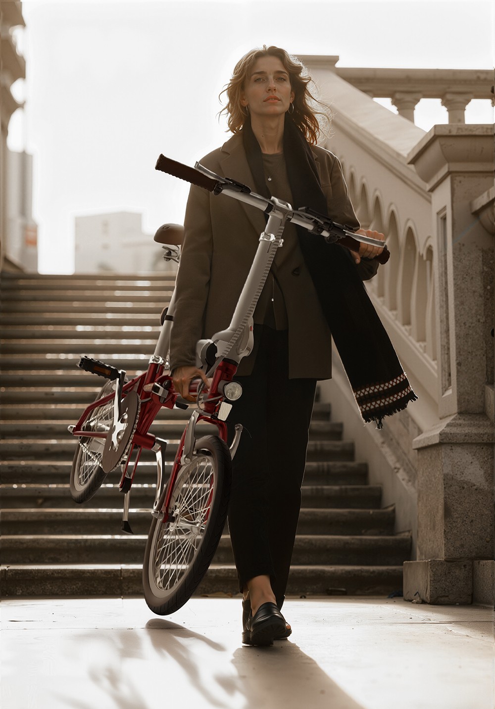 ONESPORT OT02 Skladací elektrický bicykel, 250W motor, 36V 5.2Ah batéria, 16 palcové pneumatiky, max. rýchlosť 25km/h, dojazd 25km, V-typ brzdy - červený