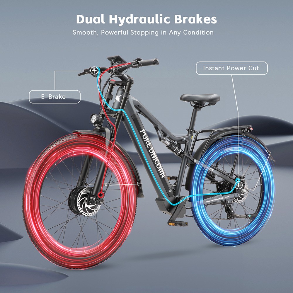 Elektrický bicykel PURE UNICORN U7, 1000W*2 motor, 48V 19.2Ah batéria, 27.5