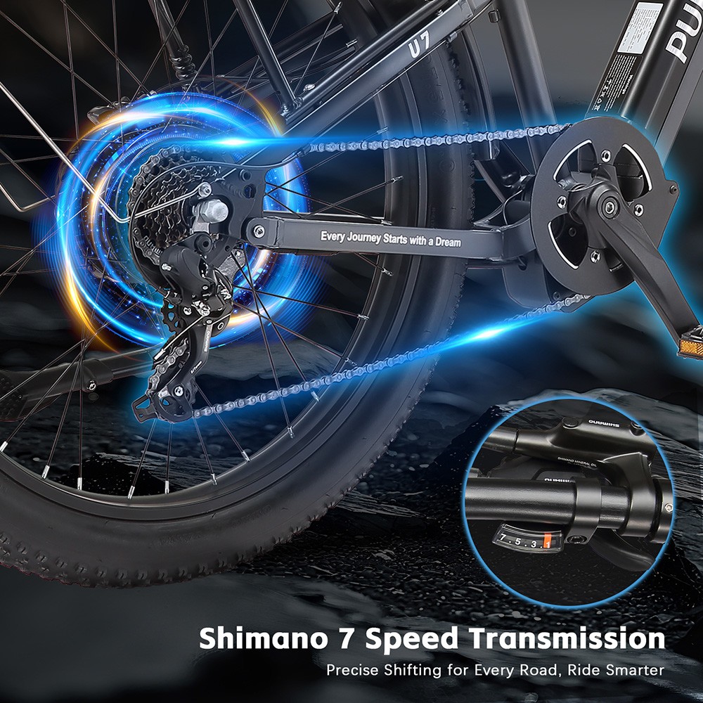 Elektrobicykel PURE UNICORN U7, 1000W*2 motor, 48V 19,2Ah batéria, 27.5 palcové pneumatiky, max. rýchlosť 50 km/h, dojazd 60 km, hydraulické brzdy, predné hydraulické odpruženie, LCD displej, 7-rýchlostný prevod Shimano