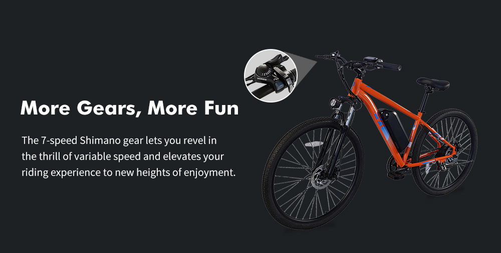 PVY M29 Electric Bike, 250W Motor, 48V 17.5Ah Battery, 29 inch Tires, 25km/h Max Speed, 120km Range, Dual Mechanical Disc Brakes, Front Hydraulic Shock Absorber, Shimano 7-speed, APP Control - Orange