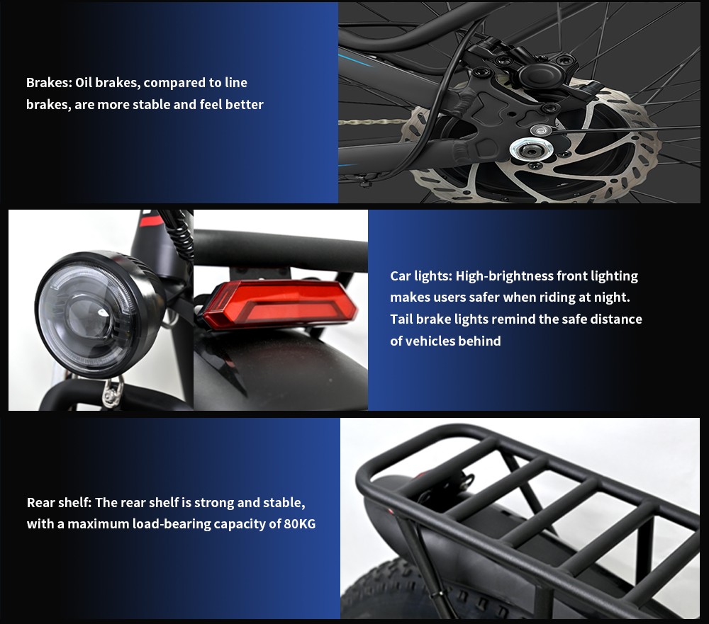 PVY MAX26 Electric Bike, 250W*2 Motor, 48V 30Ah Battery, 26*4.0 inch Tires, 25km/h Max Speed, 200km Range, Hydraulic Brake, Lockable Shock Absorbing Fork, Shimano 7-speed - Black