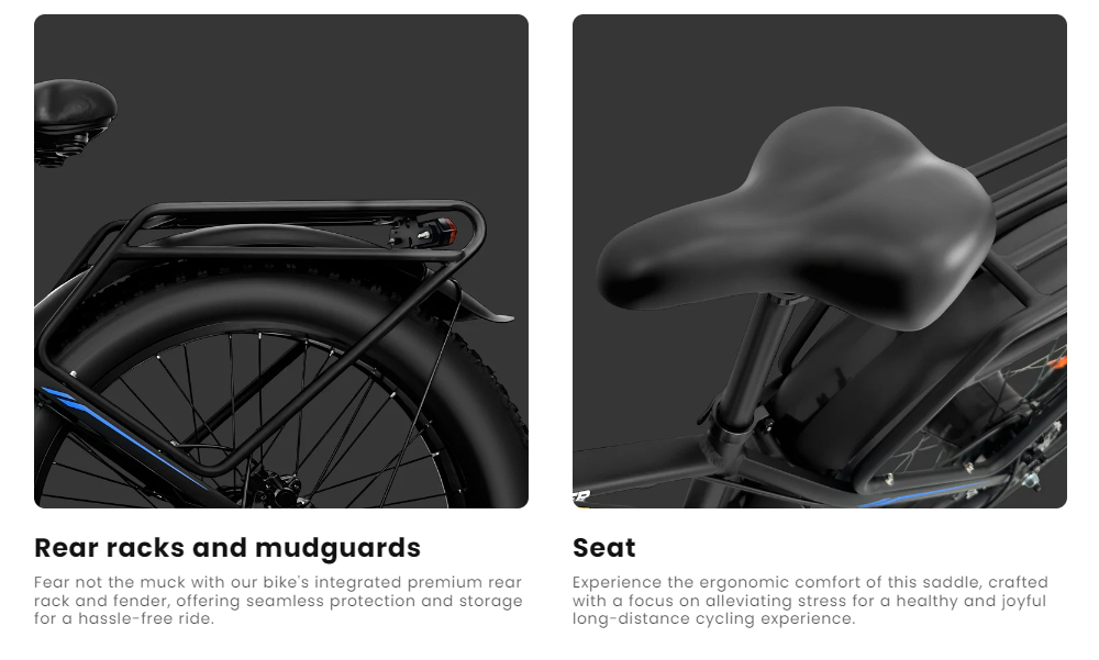 PVY MAX26 Electric Bike, 250W*2 Motor, 48V 30Ah Battery, 26*4.0 inch Tires, 25km/h Max Speed, 200km Range, Hydraulic Brake, Lockable Shock Absorbing Fork, Shimano 7-speed - Orange