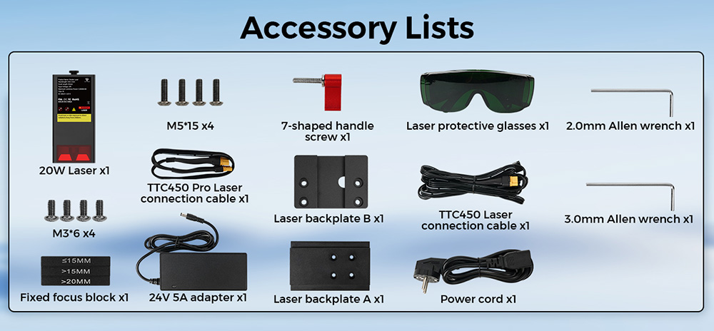 TWO TREES TC20W 20W Laser Module for TTC450 Pro/TTC450 Ultra CNC Router Machine