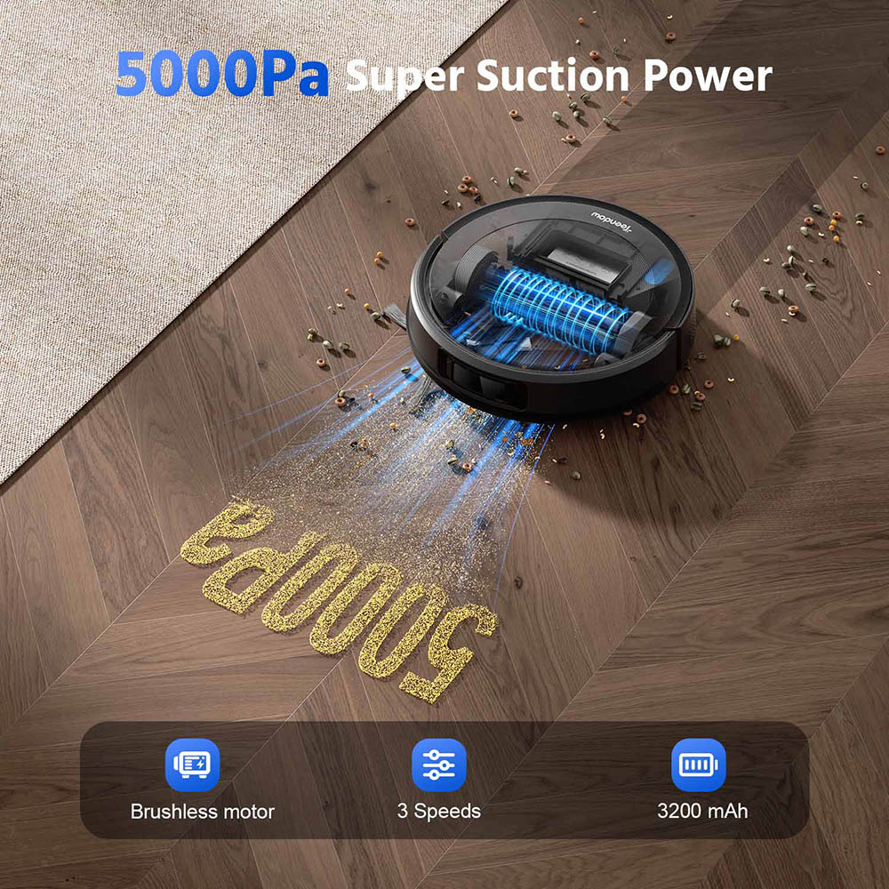 Teendow D10S Roboterstaubsauger mit LDS Smart Navigation, 5000 Pa starke Saugkraft, Selbstaufladung, leiser Betrieb, ideal f&uuml;r Tierhaare/Teppiche/Hartb&ouml;den